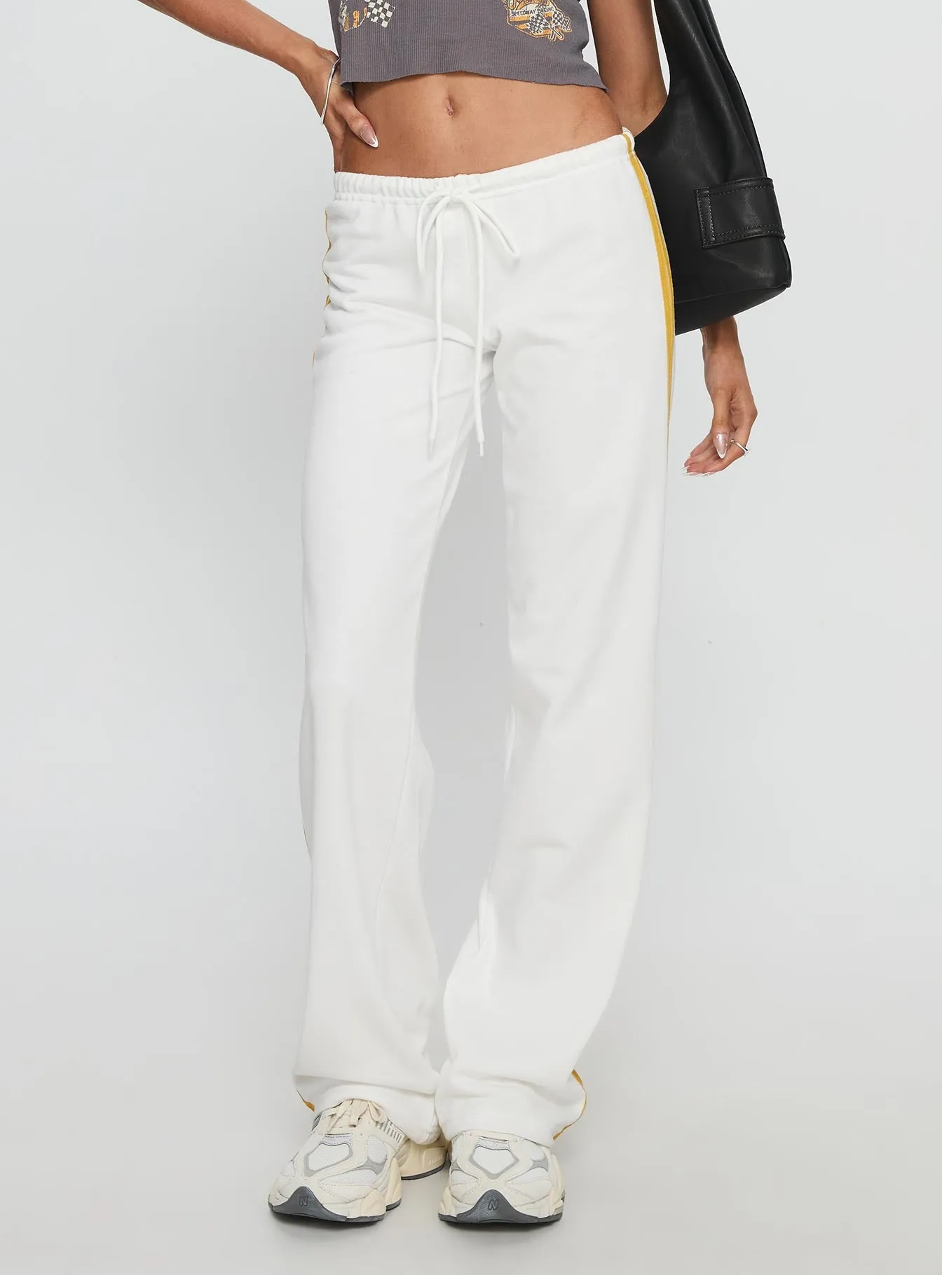 Elation Low Rise Straight Leg Track Pant White sold by Princess Polly product image thumbnail 2