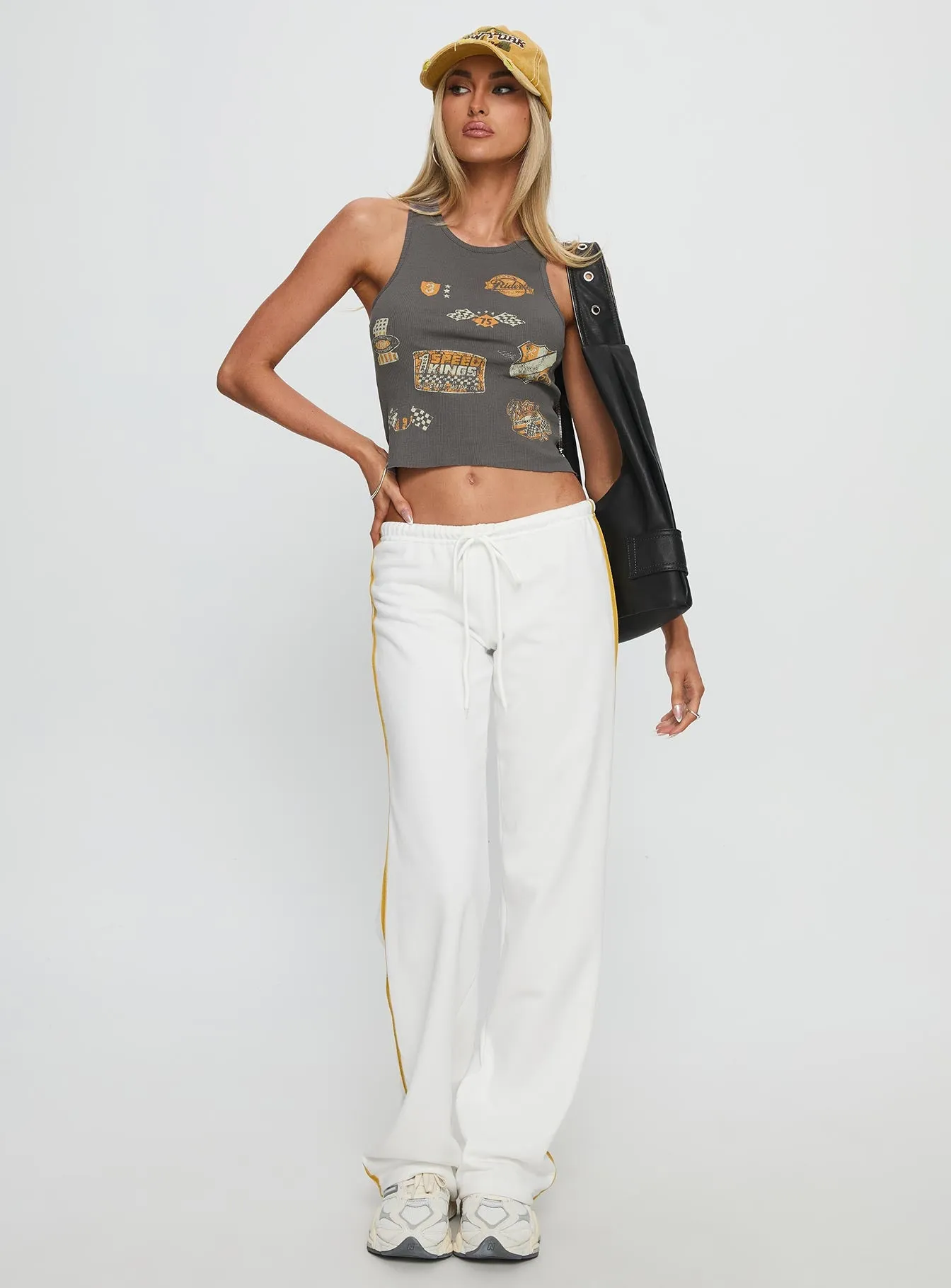 Elation Low Rise Straight Leg Track Pant White sold by Princess Polly product image thumbnail 3