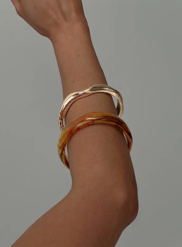 Want Your Love Cuff Set Gold / Brown sold by Princess Polly