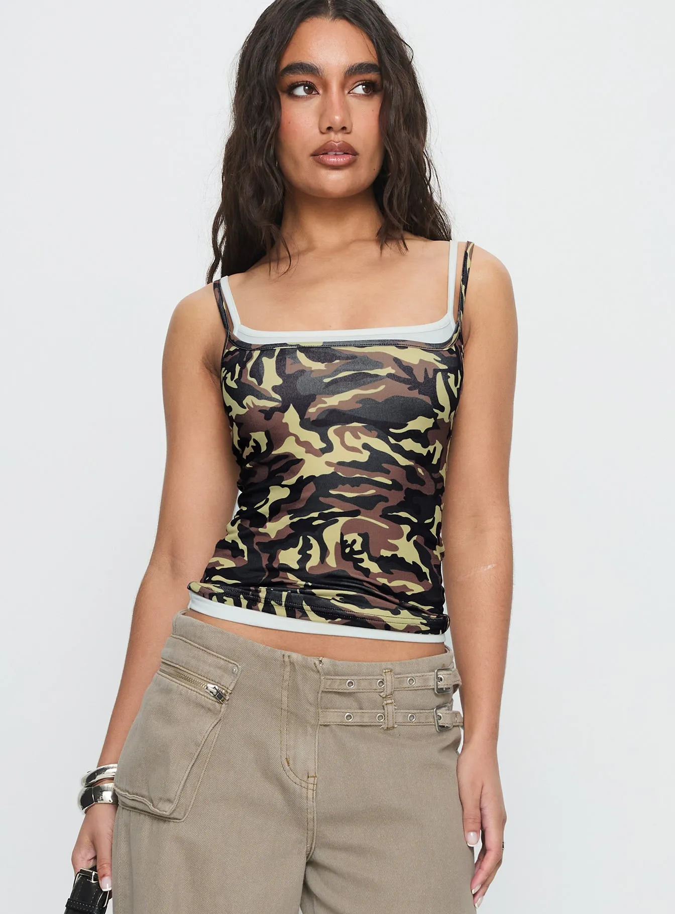 No Rules Layered Cami Top Camouflage sold by Princess Polly product image thumbnail 2