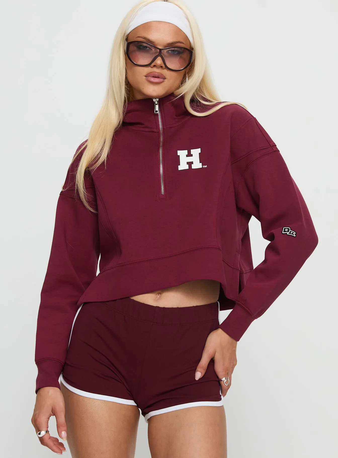 Harvard Buttersport Half-zip Hoodie Crimson sold by Princess Polly product image thumbnail 2