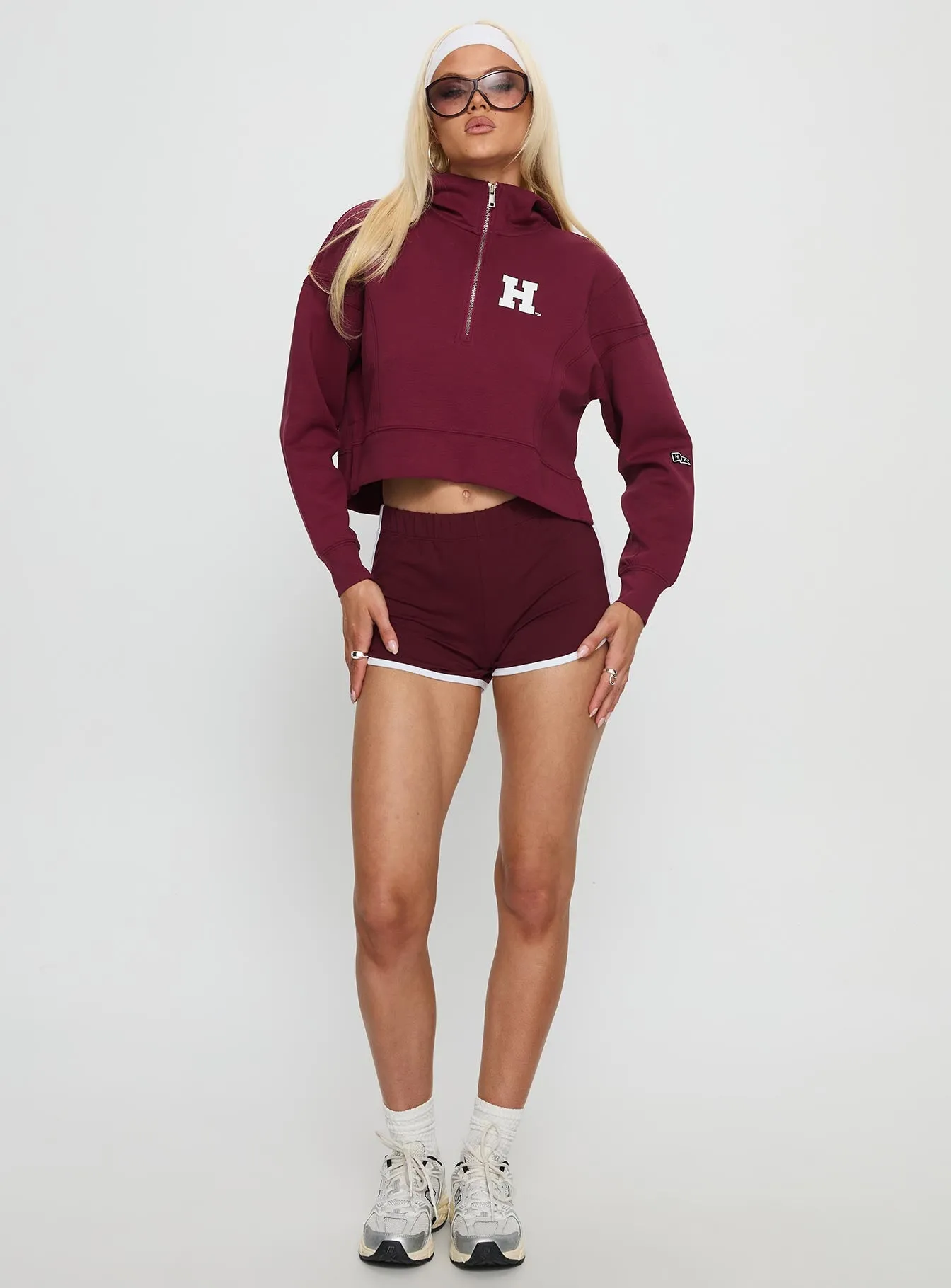 Harvard Buttersport Half-zip Hoodie Crimson sold by Princess Polly product image thumbnail 3