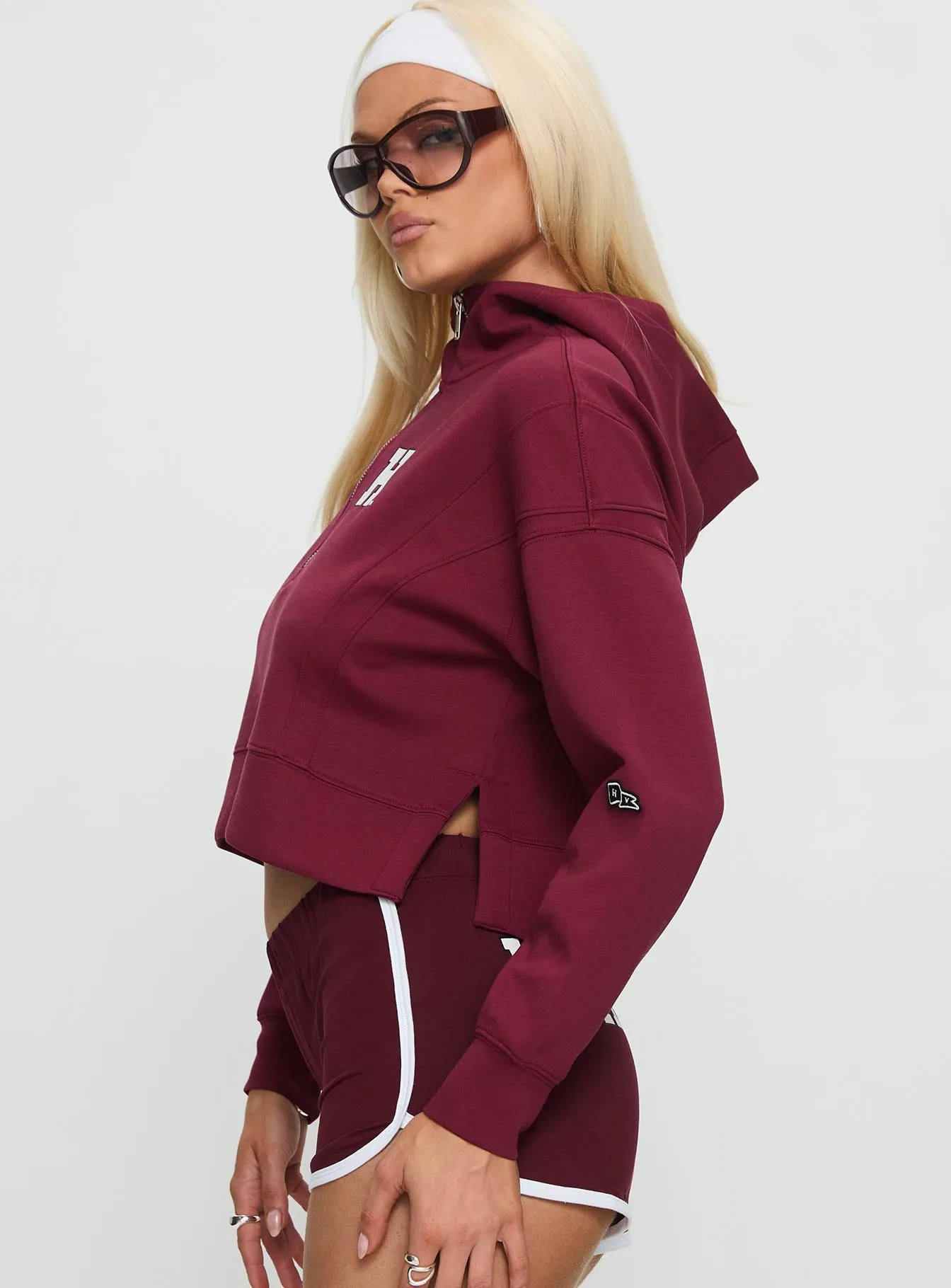 Harvard Buttersport Half-zip Hoodie Crimson sold by Princess Polly product image thumbnail 4