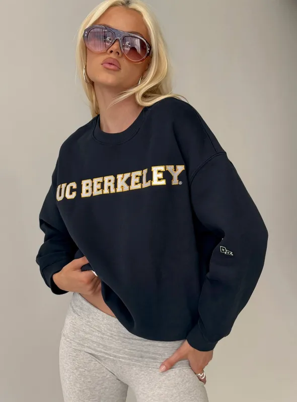 UC Berkeley Offside Crewneck Sweatshirt Navy made by Princess Polly