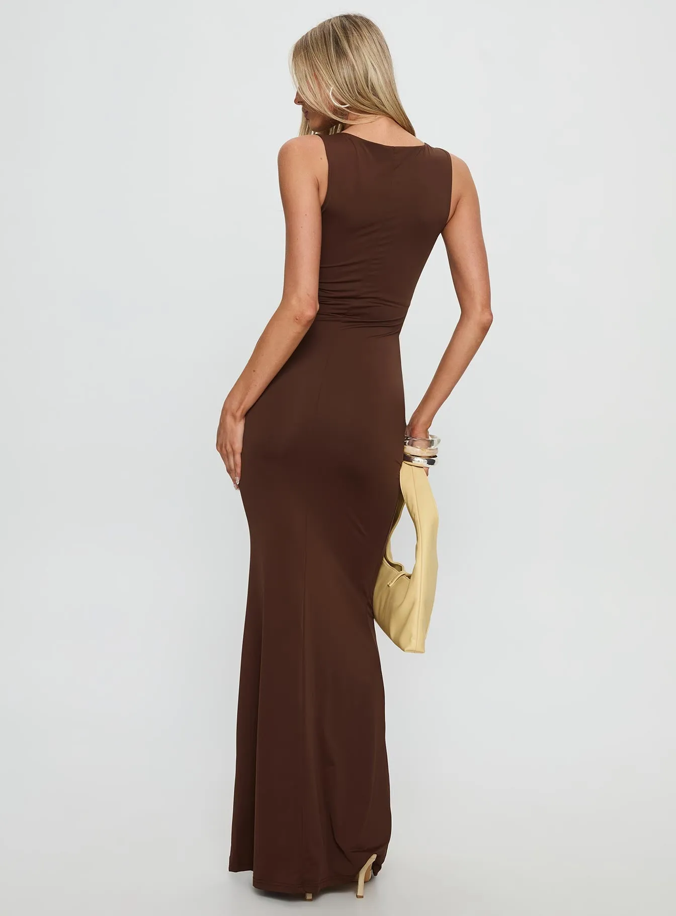 Pivotal Twist Detail Maxi Dress Brown sold by Princess Polly product image thumbnail 4