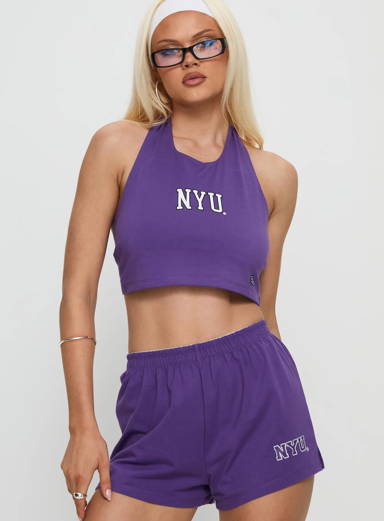 NYU Tailgate Halter Top Violet sold by Princess Polly