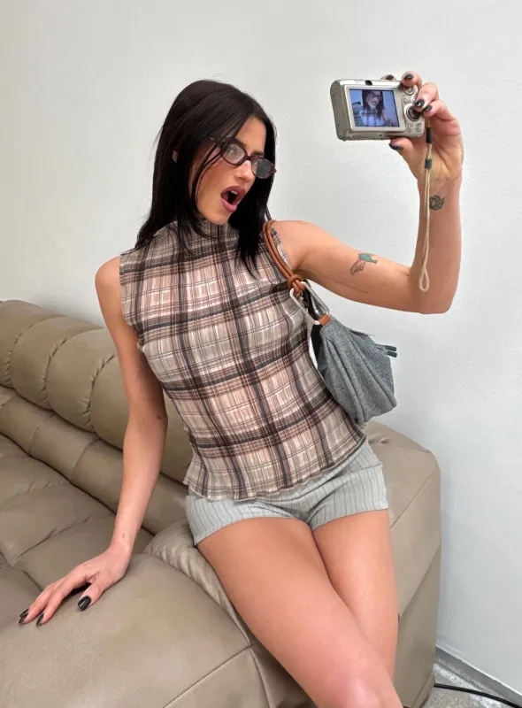 Ford Top Tan Plaid sold by Princess Polly