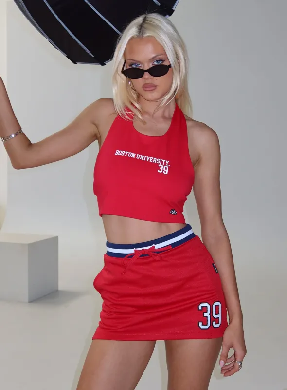 Boston University Tailgate Halter Top Red sold by Princess Polly