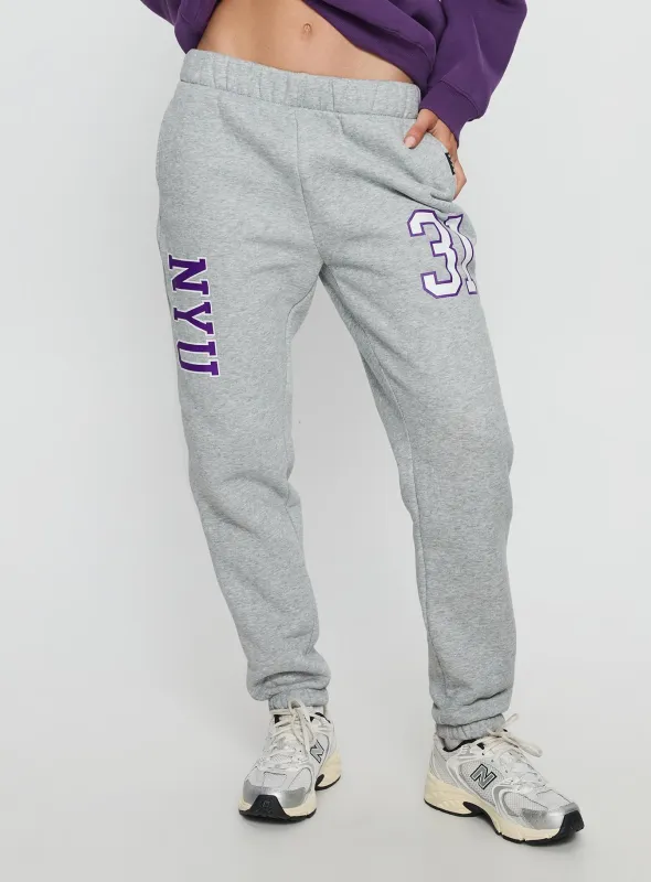 NYU Basic Sweatpants Heather Grey sold by Princess Polly