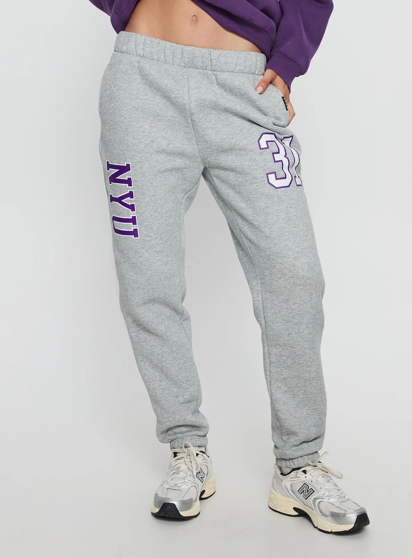 NYU Basic Sweatpants Heather Grey sold by Princess Polly