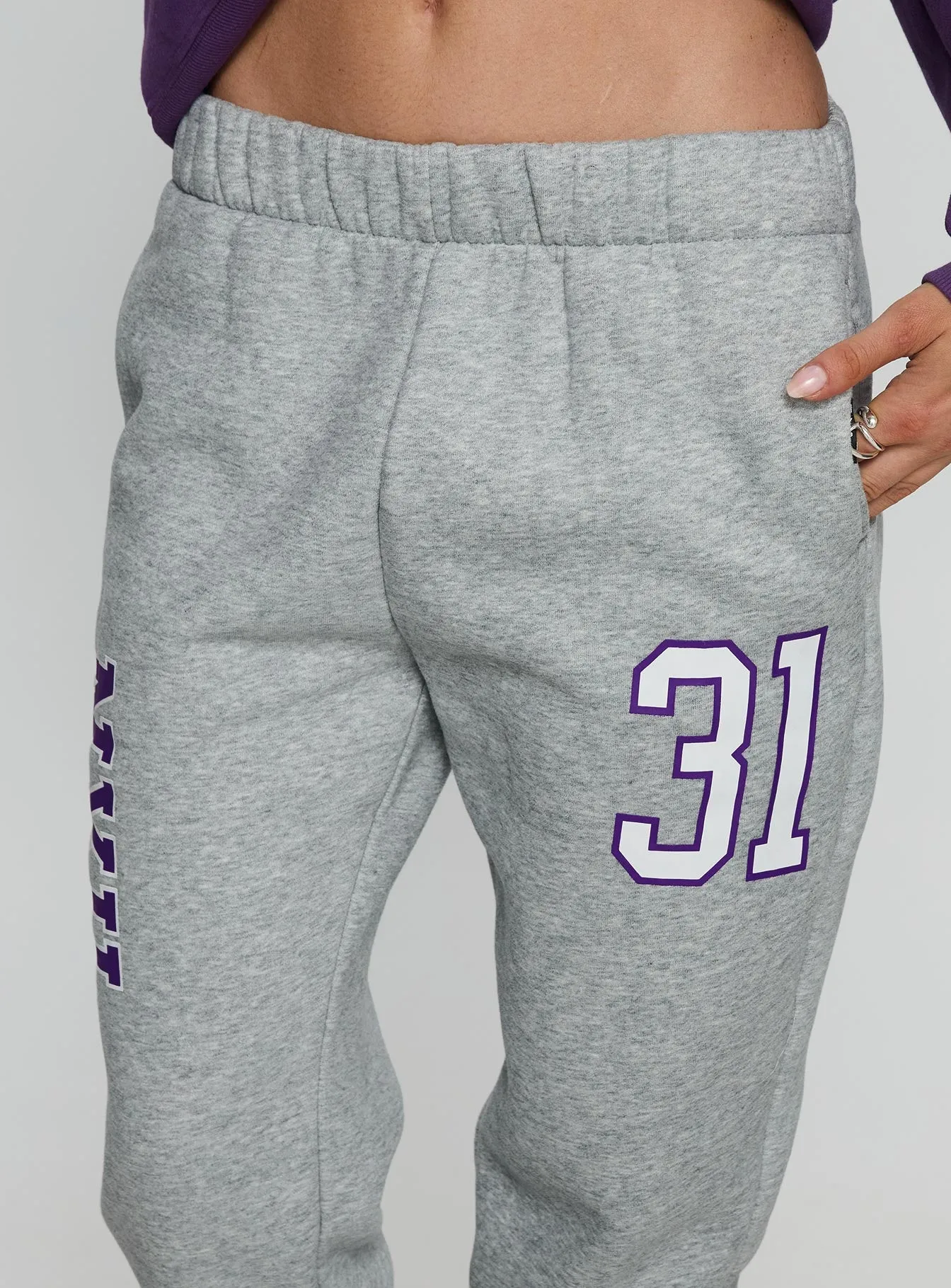 NYU Basic Sweatpants Heather Grey sold by Princess Polly product image thumbnail 5