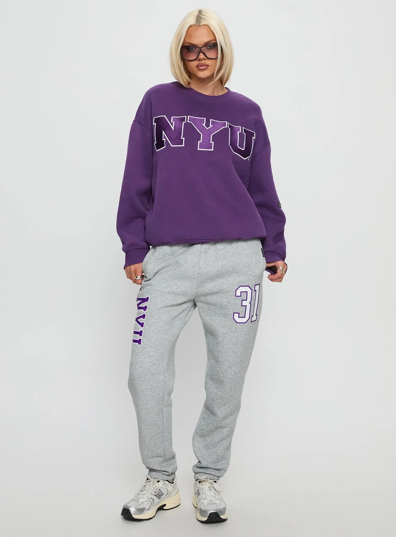 NYU Basic Sweatpants Heather Grey sold by Princess Polly product image thumbnail 2