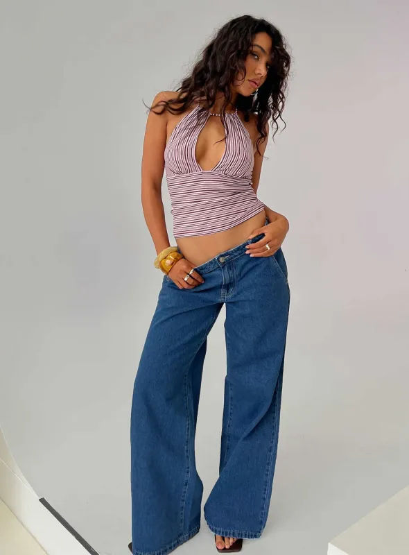 Polaris Mid Rise Straight Leg Jeans Mid Blue sold by Princess Polly