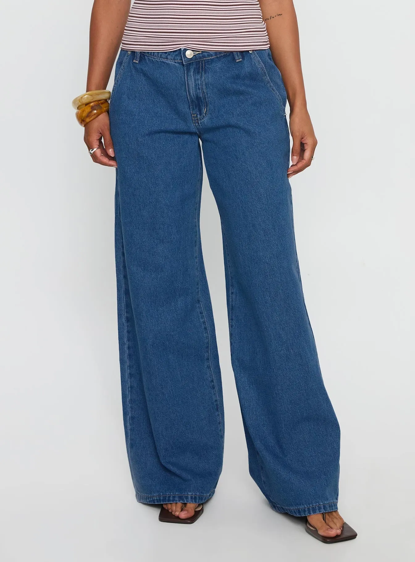 Polaris Mid Rise Straight Leg Jeans Mid Blue sold by Princess Polly product image thumbnail 2