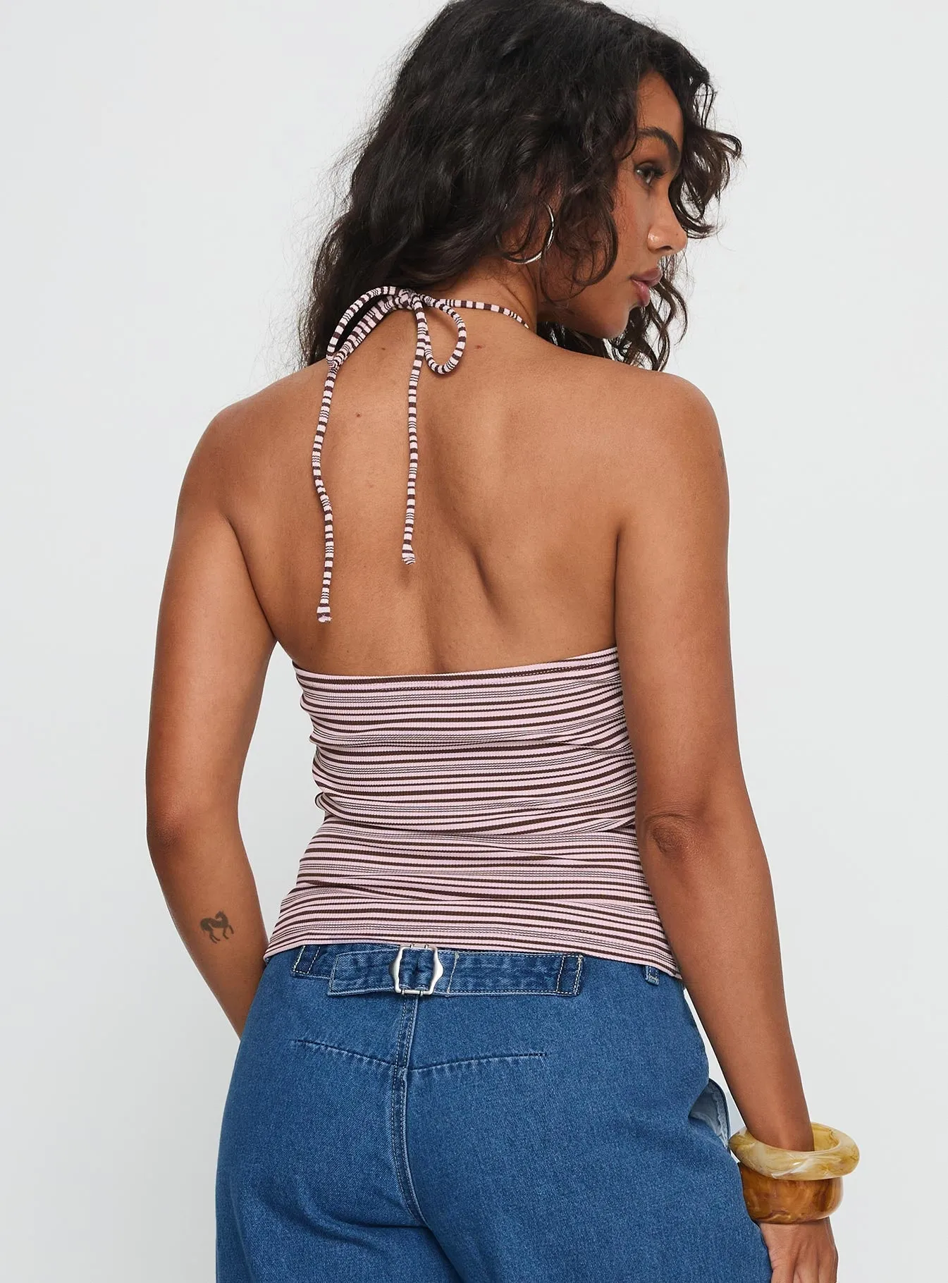 Sit In Silence Cut Out Top Purple Stripe sold by Princess Polly product image thumbnail 5