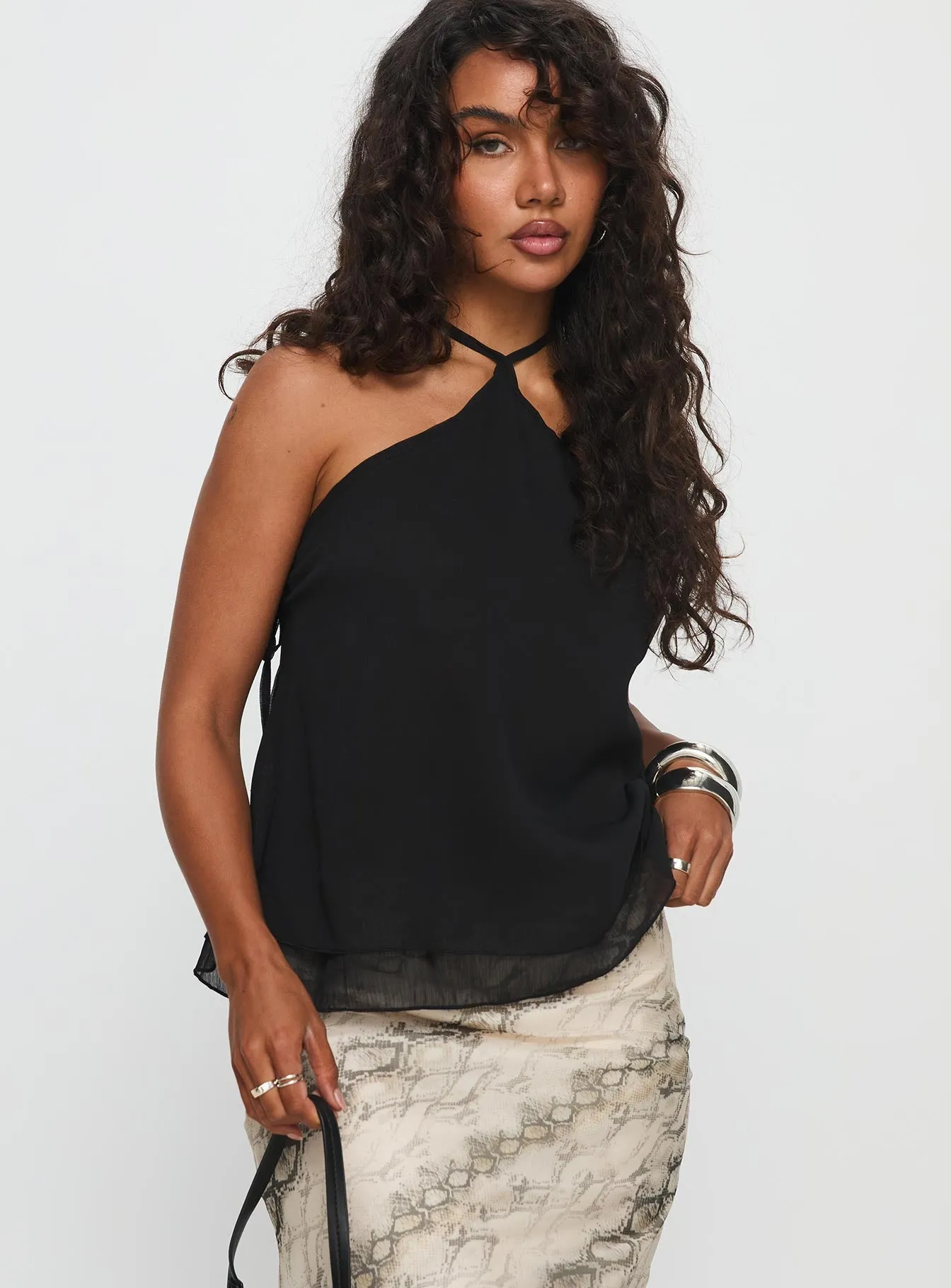 Rafaella Halter Top Black sold by Princess Polly