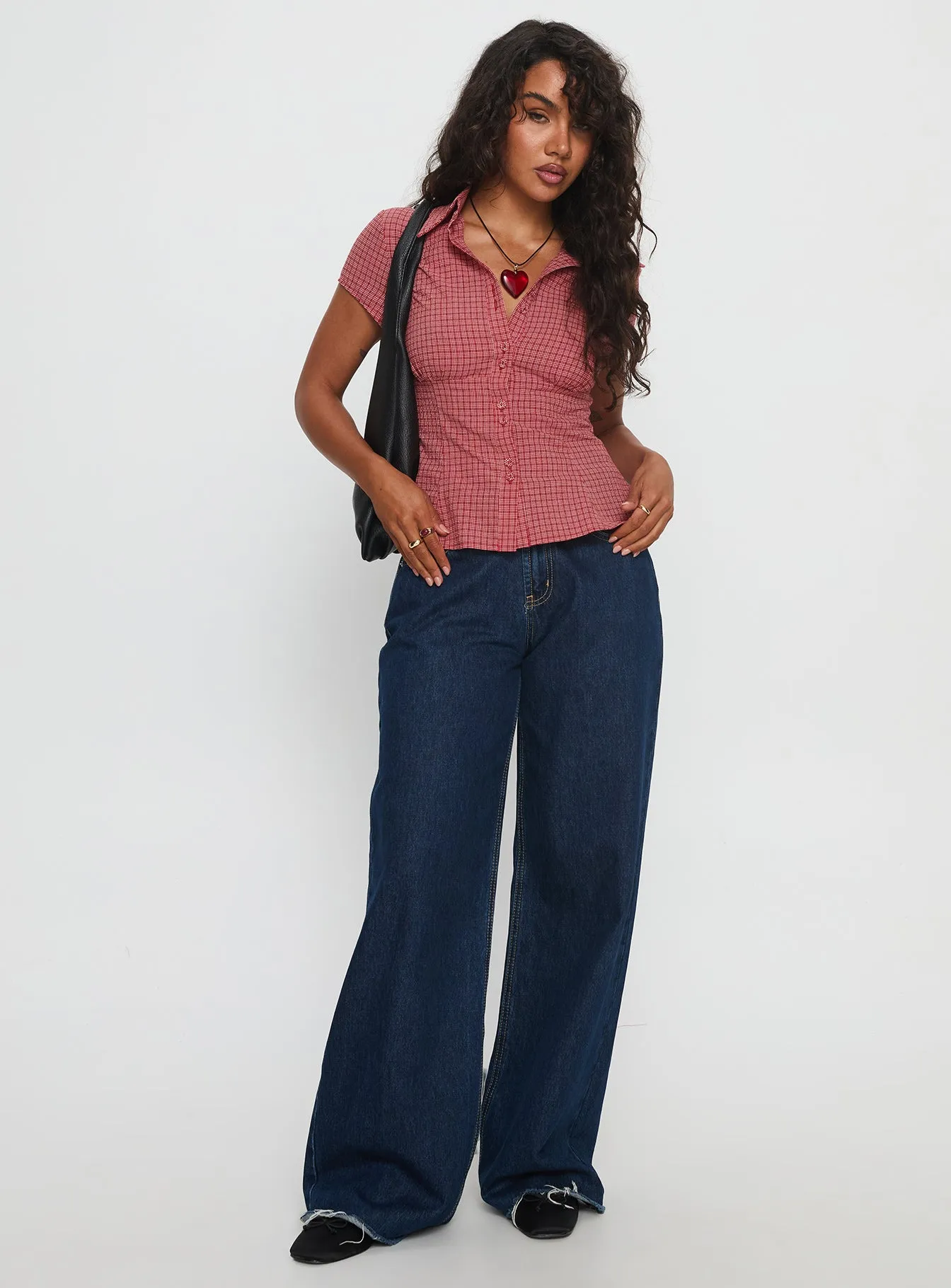 Cottesloe Blouse Top Red Check sold by Princess Polly product image thumbnail 3