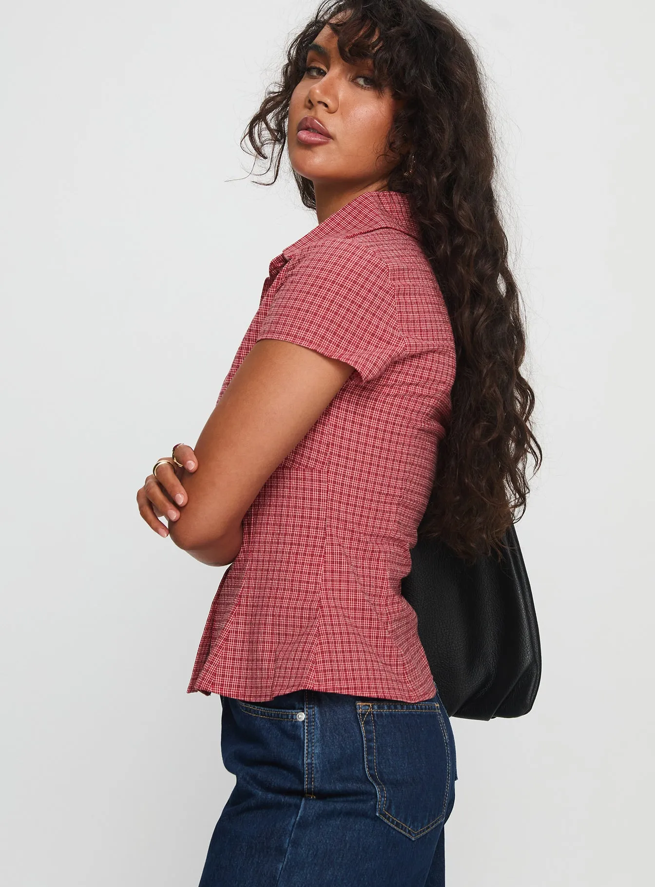 Cottesloe Blouse Top Red Check sold by Princess Polly product image thumbnail 4