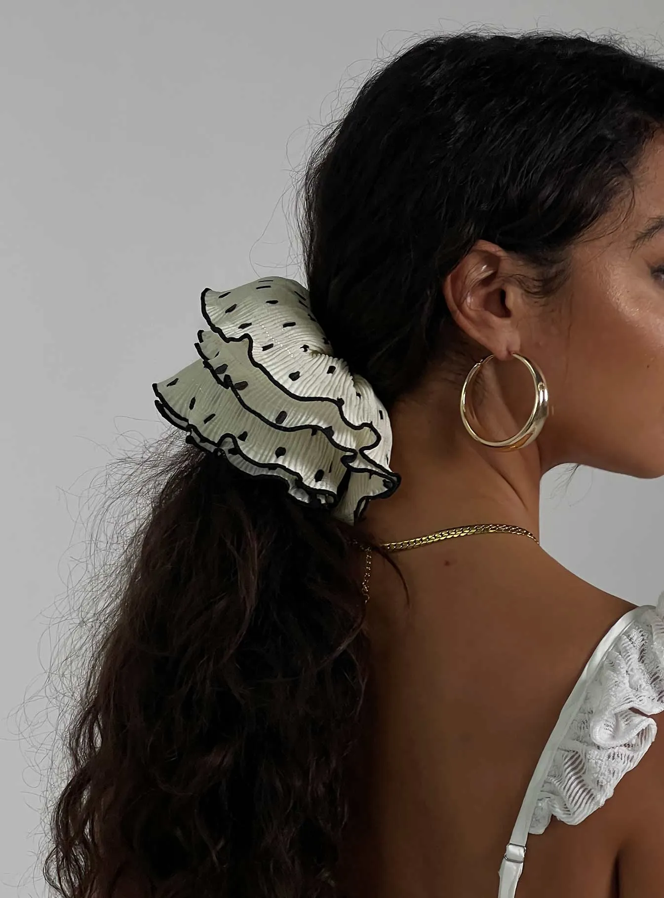 Greatest Gift Scrunchie White Polka Dot sold by Princess Polly