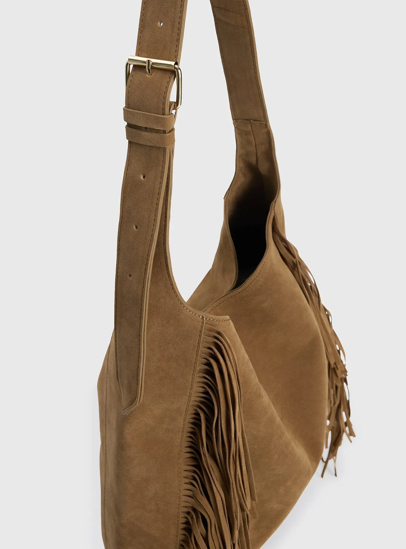 Endless Nights Tassel Faux Suede Shoulder Bag Brown sold by Princess Polly product image thumbnail 5