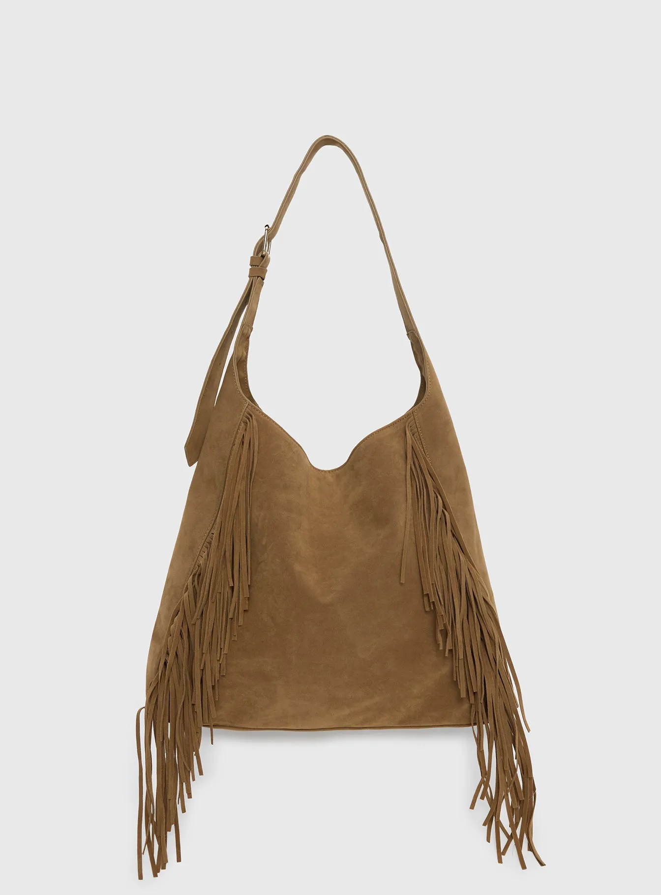 Endless Nights Tassel Faux Suede Shoulder Bag Brown sold by Princess Polly product image thumbnail 2