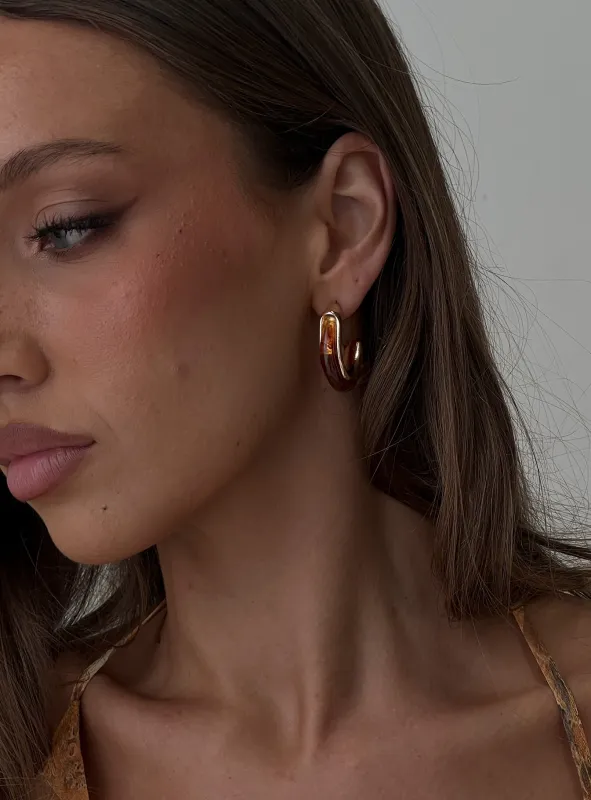 Still Love Hoop Earrings Gold / Brown sold by Princess Polly