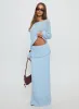 Ravira Wide Neck Knit Sweater Blue sold by Princess Polly