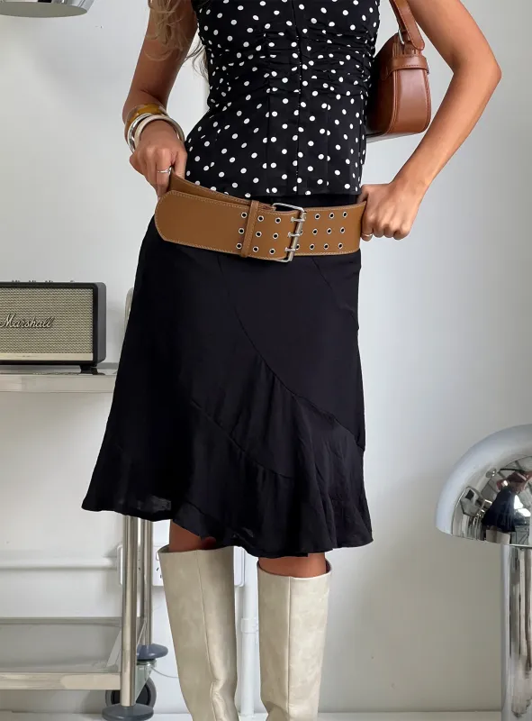 With Kindness Midi Skirt Black sold by Princess Polly