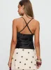 Sizzling Tie Detail Satin Top Black sold by Princess Polly