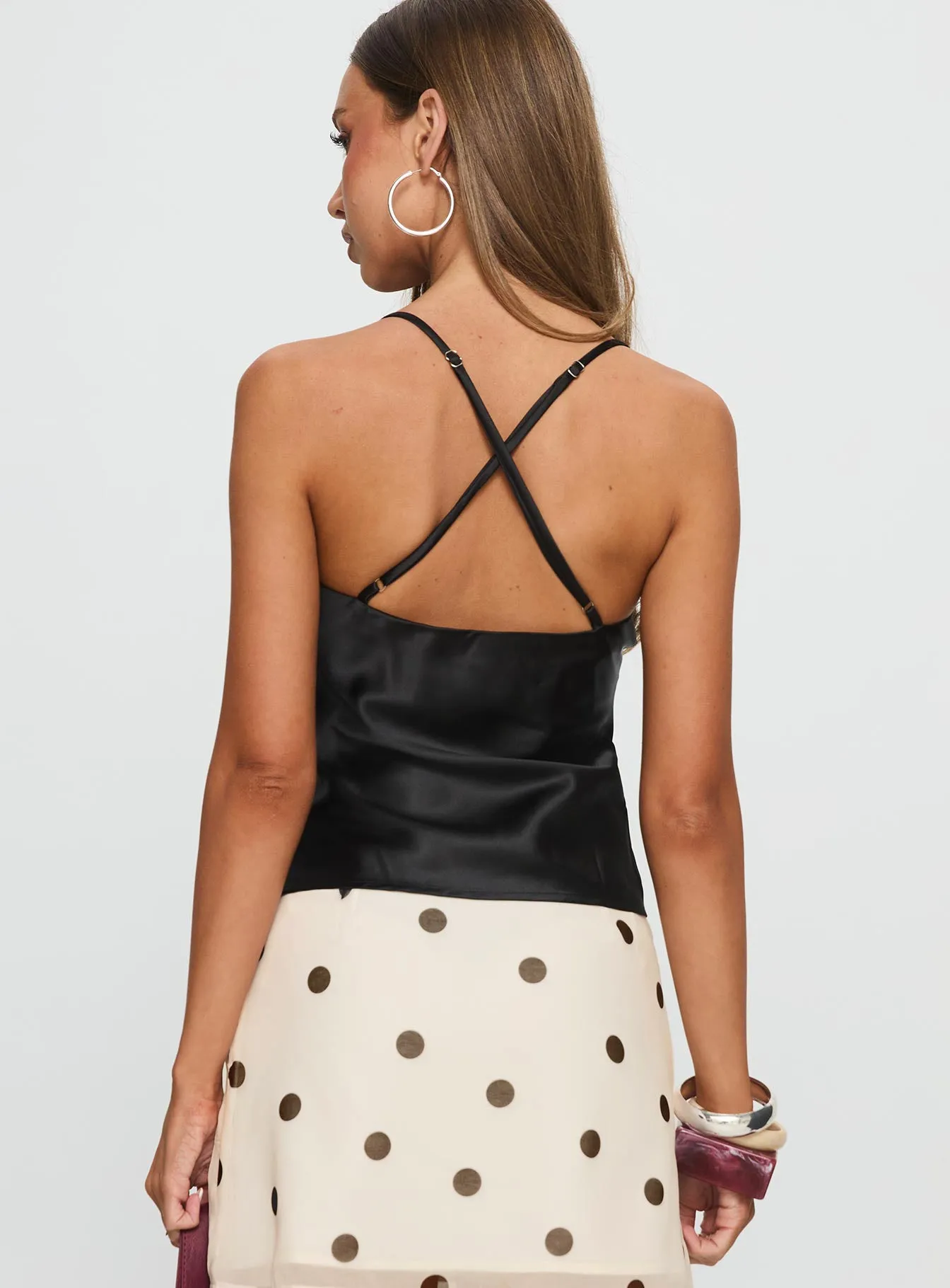 Sizzling Tie Detail Satin Top Black sold by Princess Polly product image thumbnail 4