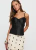 Sizzling Tie Detail Satin Top Black sold by Princess Polly