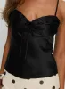 Sizzling Tie Detail Satin Top Black sold by Princess Polly