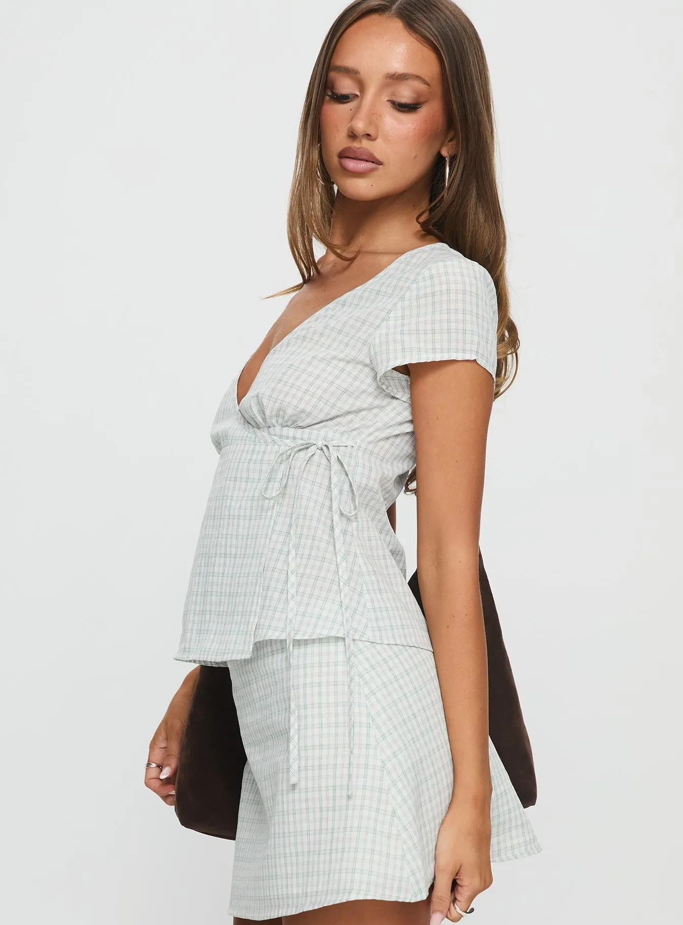Prominent Wrap Top Green Check sold by Princess Polly product image thumbnail 4