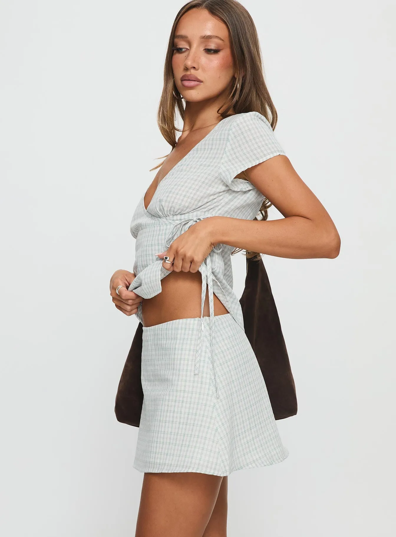 Prominent Mini Skirt Green Check sold by Princess Polly product image thumbnail 4