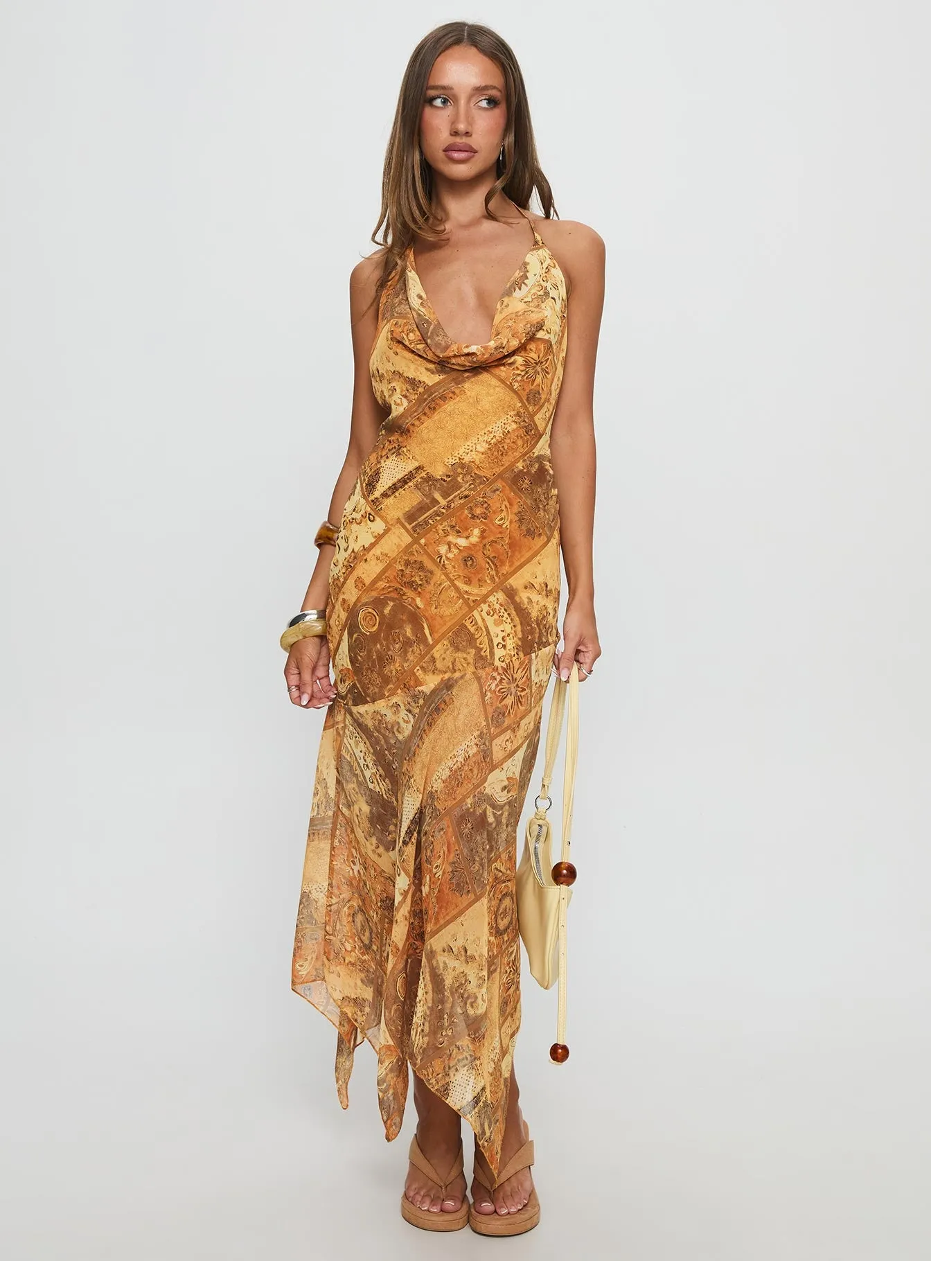 Lyanna Halter Cowl Neck Maxi Dress Multi sold by Princess Polly product image thumbnail 3