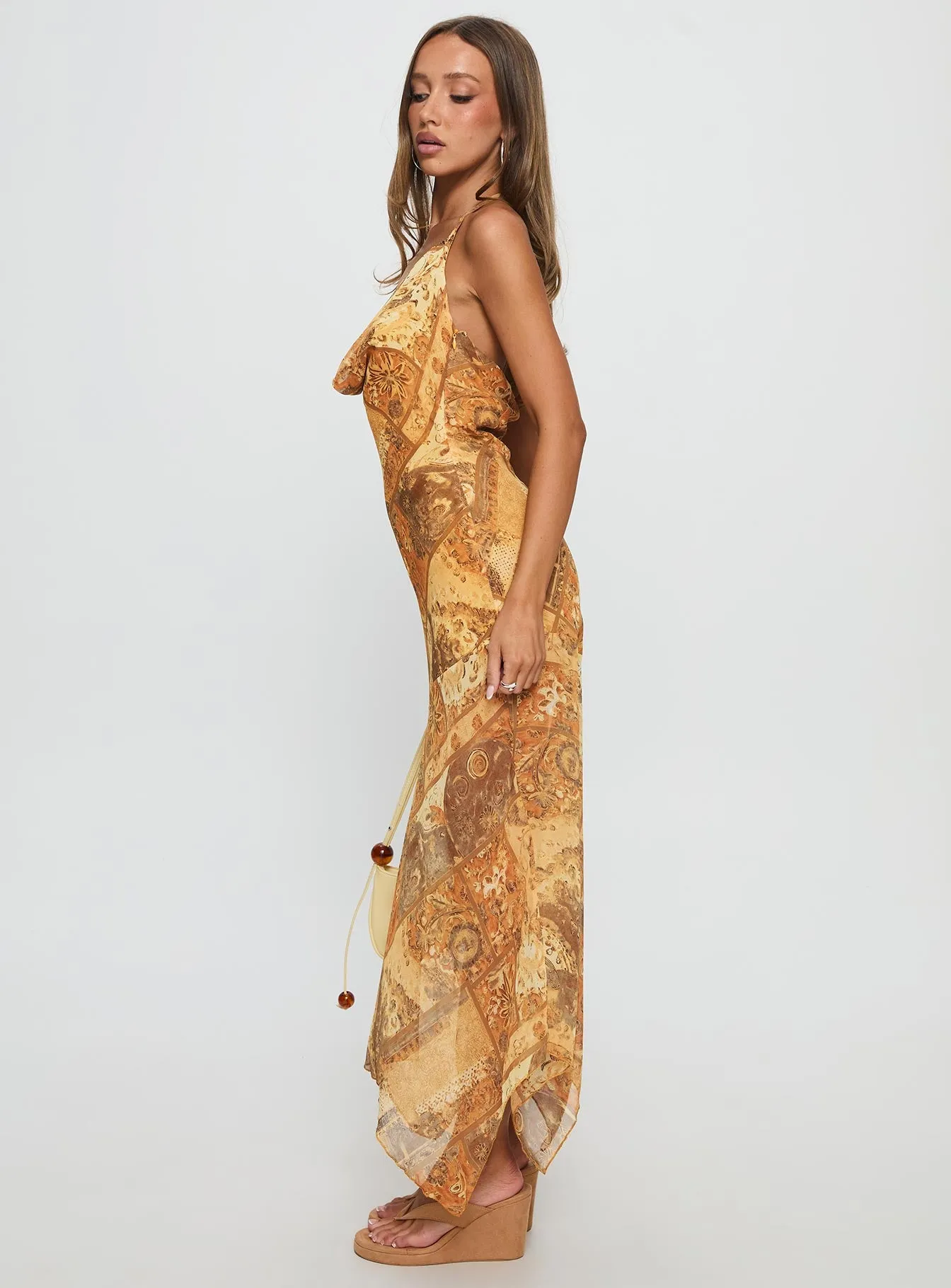 Lyanna Halter Cowl Neck Maxi Dress Multi sold by Princess Polly product image thumbnail 4