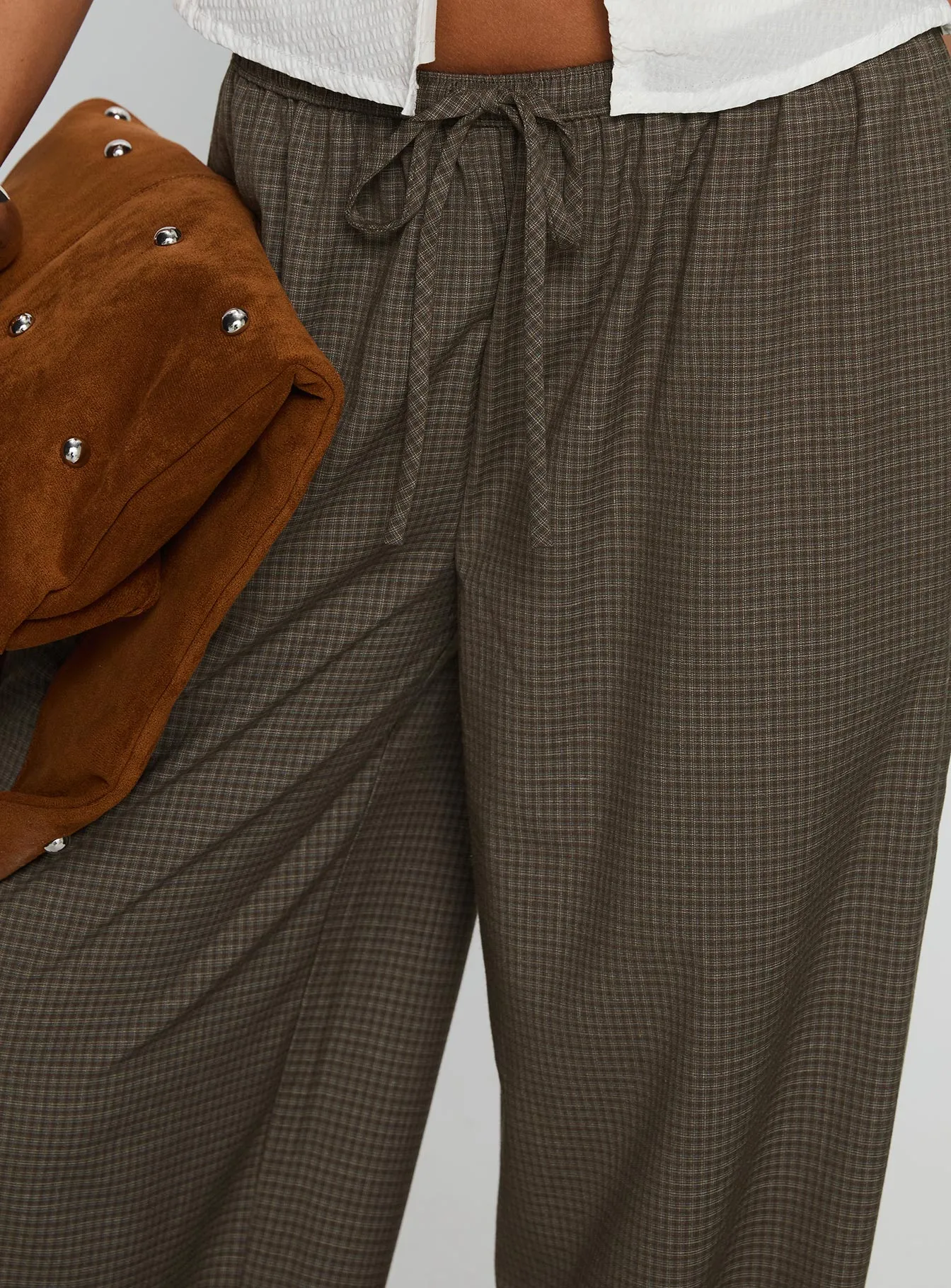 Ketrina Tie Waist Pants Brown Plaid sold by Princess Polly product image thumbnail 5