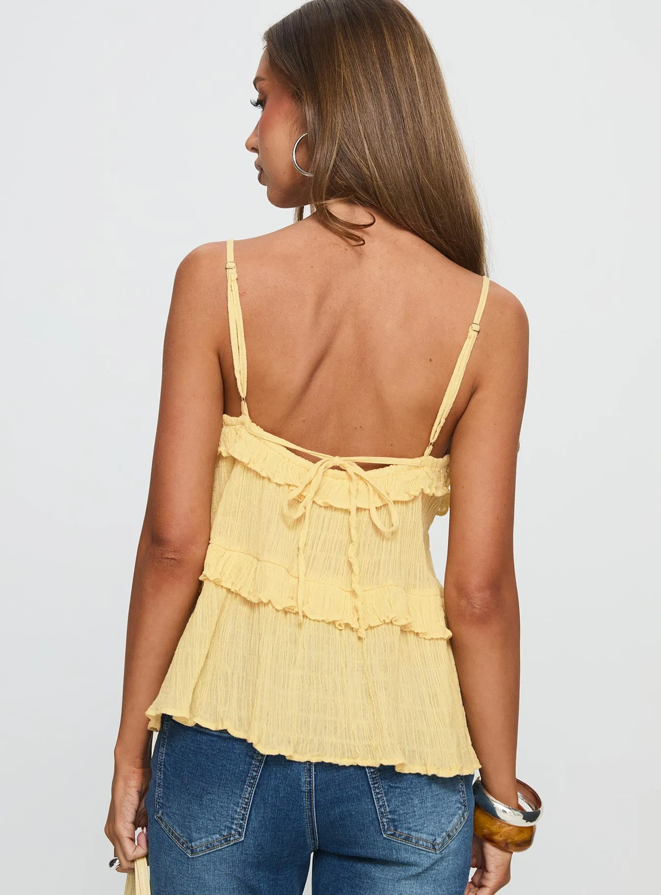 Jorjia Ruffle Cami Top Yellow sold by Princess Polly product image thumbnail 5