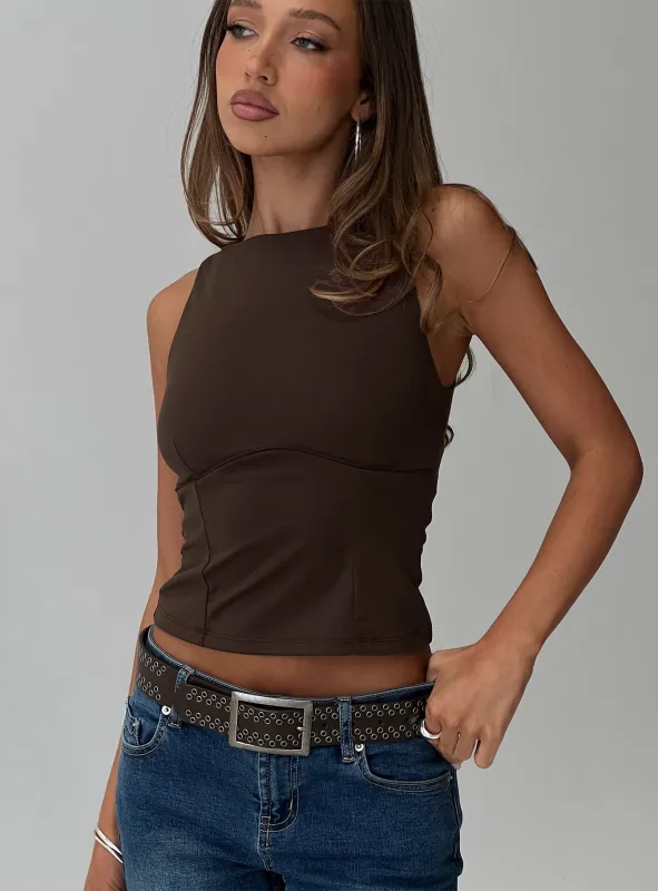Georgetta Bust Detail Cami Top Brown sold by Princess Polly