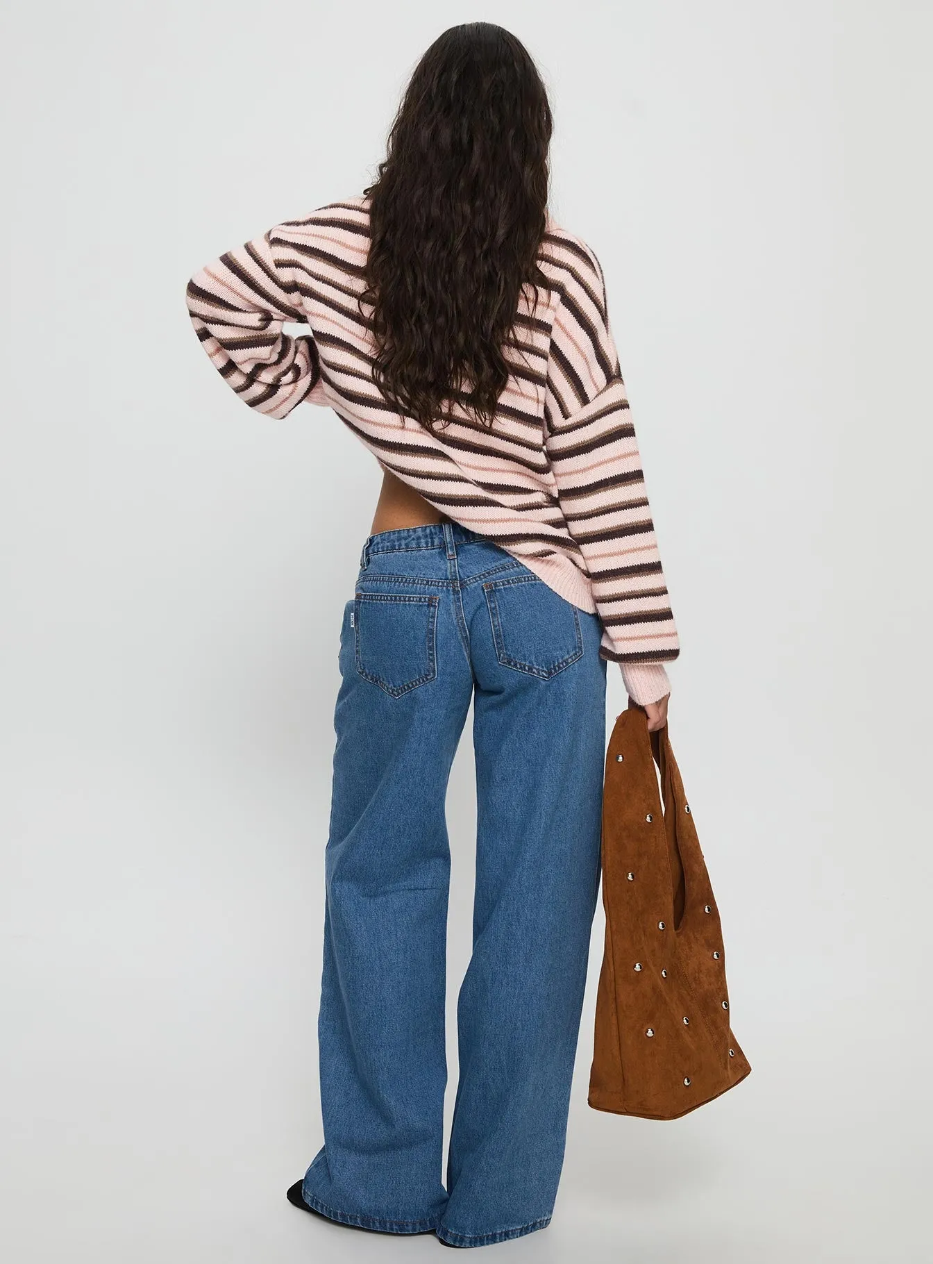 Highlands Low Rise Wide Leg Jeans Mid Blue Wash sold by Princess Polly product image thumbnail 5