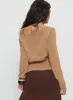 Xaria Off Shoulder Knit Sweater Tan sold by Princess Polly