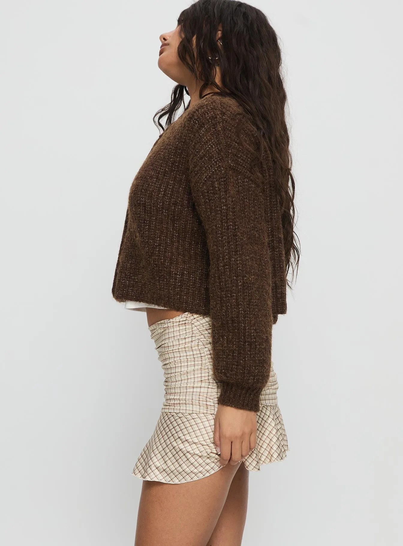 Celebrations Mini Skirt Beige Check sold by Princess Polly product image thumbnail 4