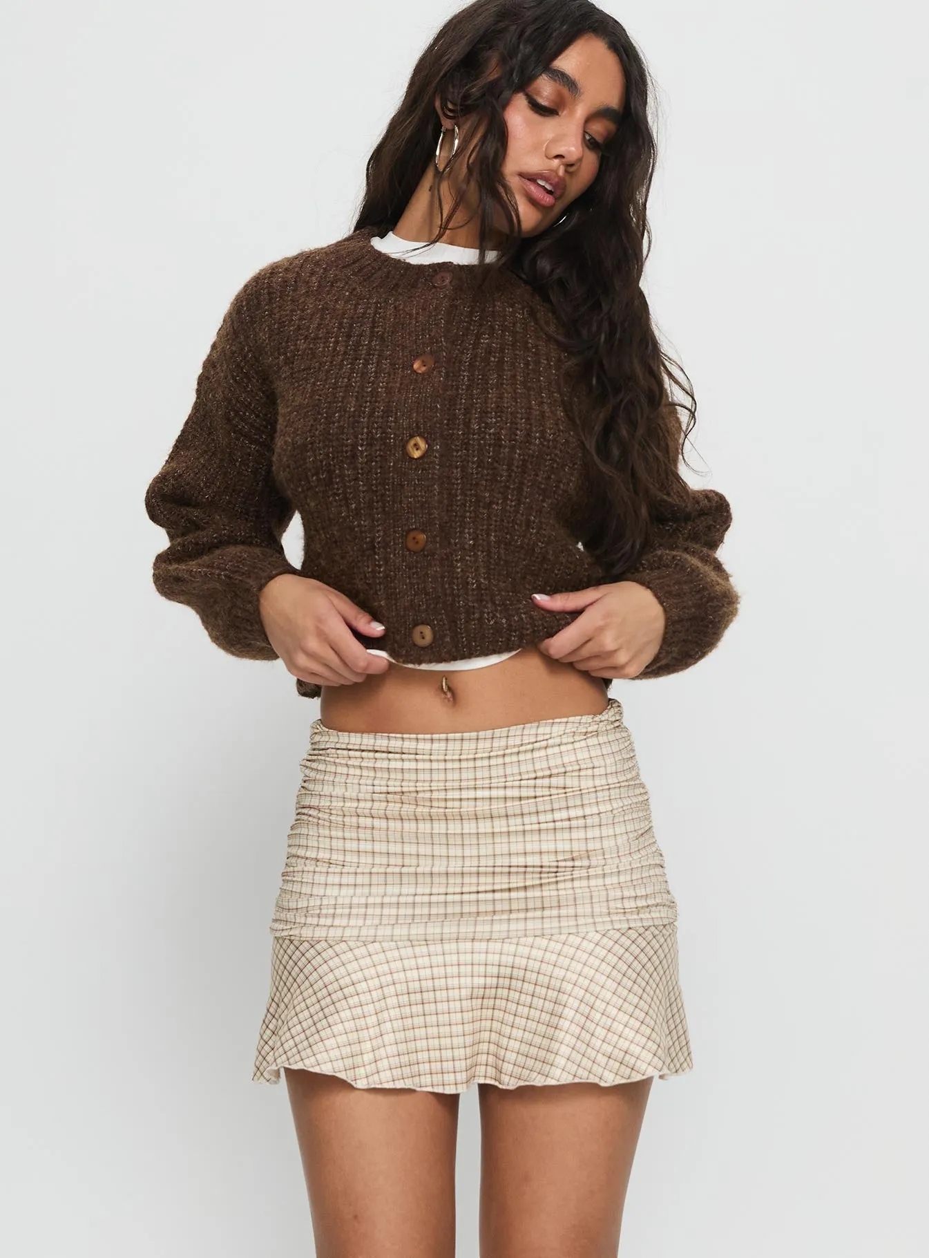 Celebrations Mini Skirt Beige Check sold by Princess Polly product image thumbnail 2
