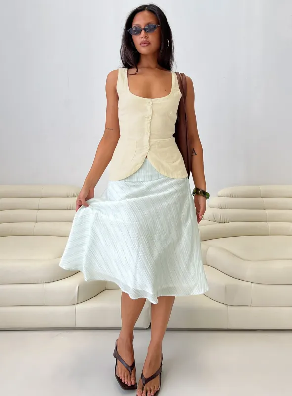 Alunara Midi Skirt Aqua Stripe sold by Princess Polly