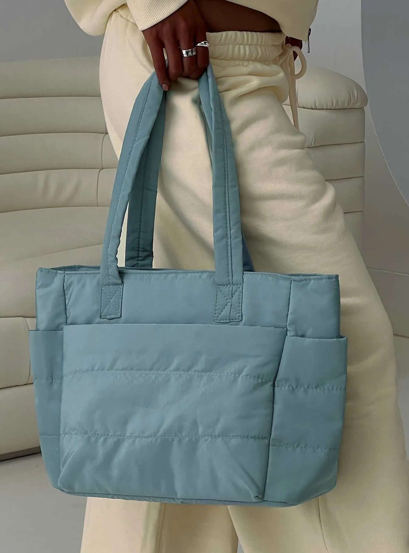 Delicacy Puff Tote Bag Blue sold by Princess Polly