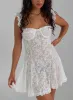 Mariea Lace Frill Mini Dress White sold by Princess Polly