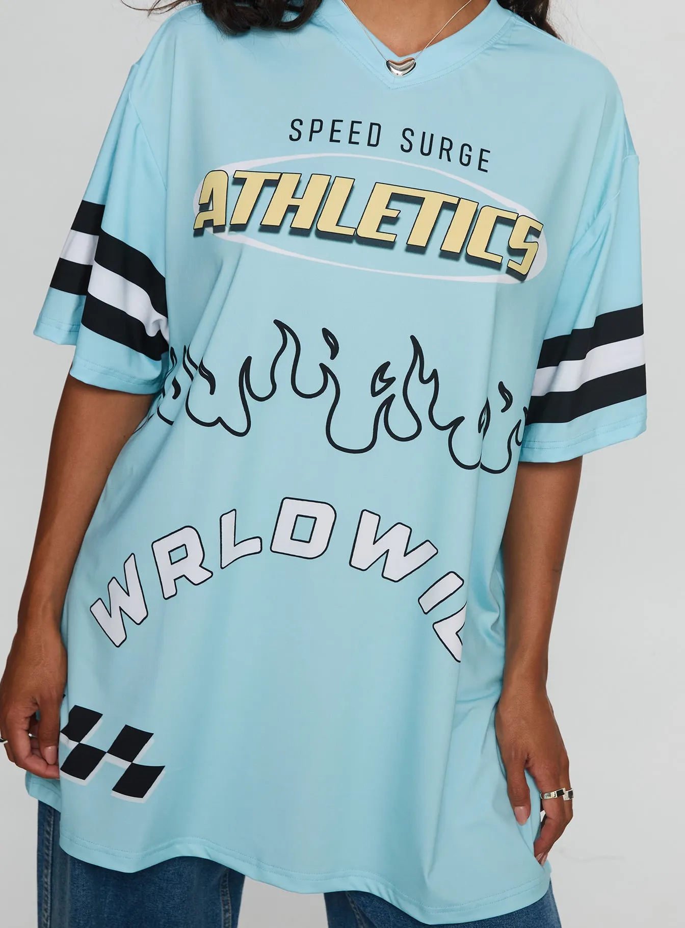 Moto Speedster Oversized Graphic Top Blue sold by Princess Polly product image thumbnail 5