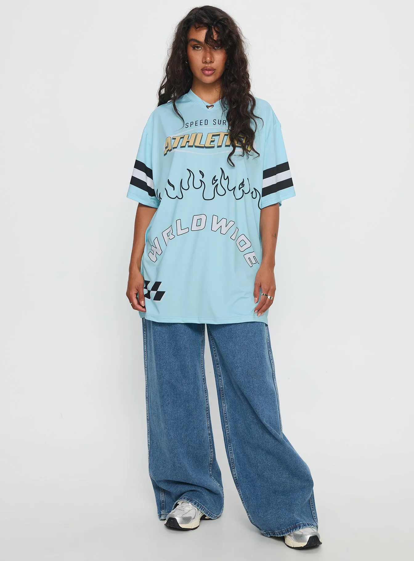Moto Speedster Oversized Graphic Top Blue sold by Princess Polly product image thumbnail 2