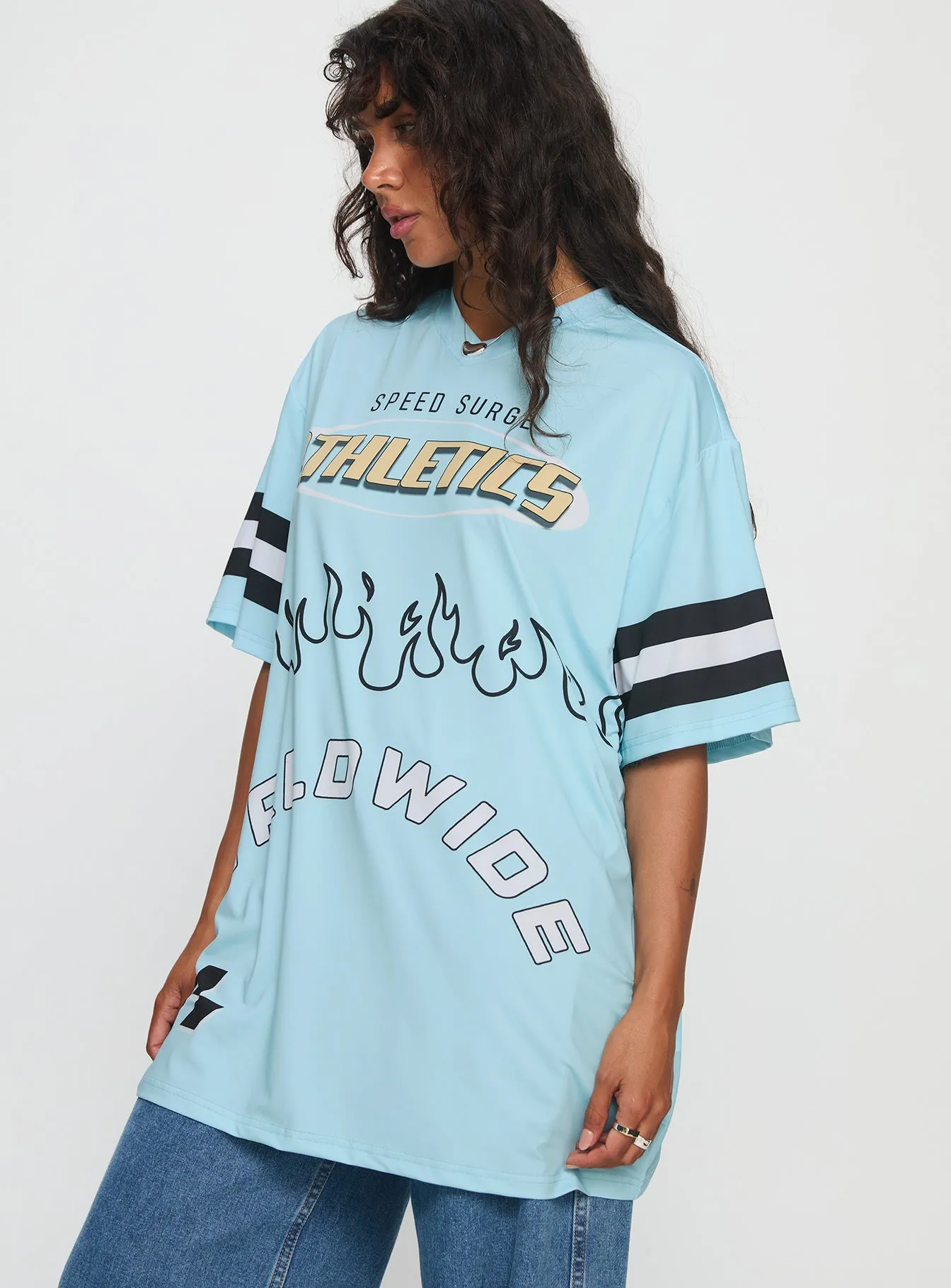 Moto Speedster Oversized Graphic Top Blue sold by Princess Polly product image thumbnail 3