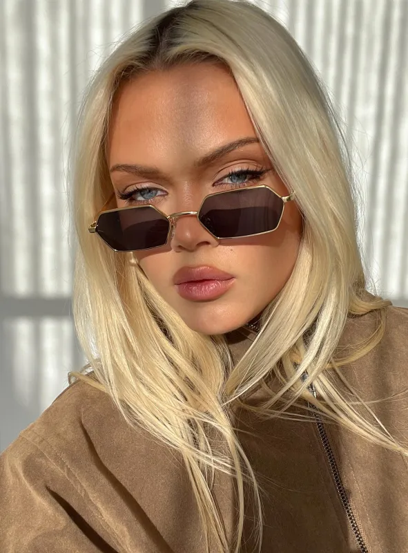 Coast To Coast Sunglasses Gold / Black sold by Princess Polly